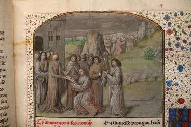 Karl der Große ernennt den ersten Grafen von Flandern, 1477 (Detail)